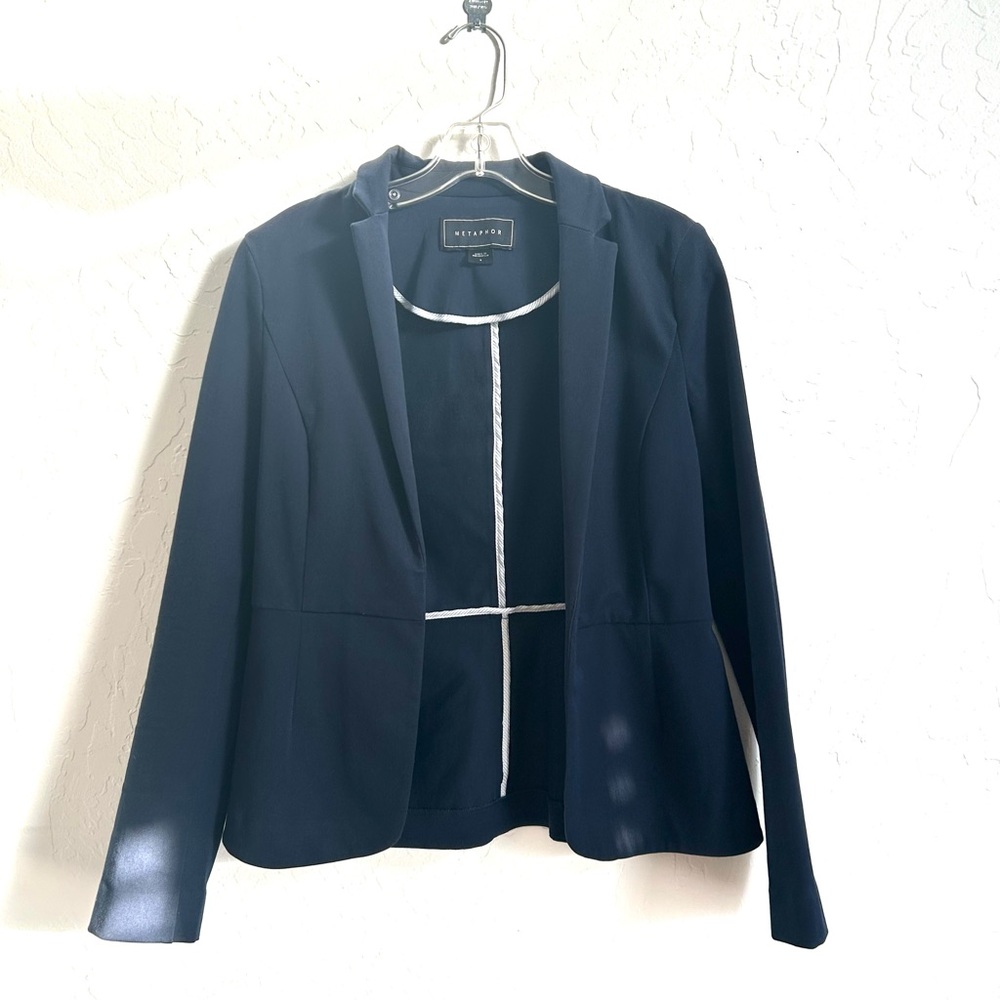 Metaphor Navy Open-Front Blazer